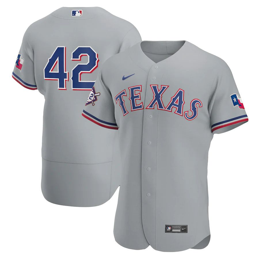 Mens Texas Rangers #42 Nike Gray Road Jackie Robinson Day Authentic MLB Jerseys->pittsburgh pirates->MLB Jersey